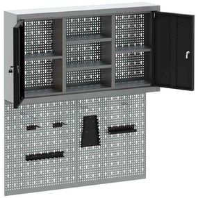 Conjunto de Armário de Ferramentas e Painel de Ferramentas VidaXL 3 Pe