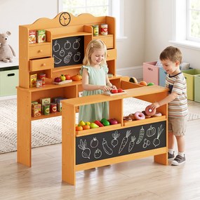 Loja de Brincar Infantil, 111,5 x 82 x 119,5 cm, Com Quadros de Ardósia, Amarelo