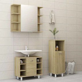 vidaXL 3 pcs conj. móveis casa de banho contrapl. cor carvalho sonoma