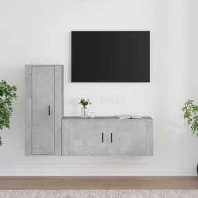 vidaXL 2 pcs conjunto móveis de TV derivados de madeira cinza cimento