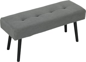 Banco para colocar ao pé da cama, estofado em veludo canelado e com pés em aço preto, capacidade de carga de 220 kg, 100 x 36 x 45 cm, cinzento