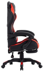 Cadeira estilo corrida c/ apoio pés couro artif. vermelho/preto