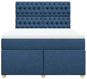 Cama com molas/colchão 140x200 cm tecido azul