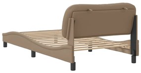 Estrutura cama cabeceira 100x200 cm couro artificial cappuccino