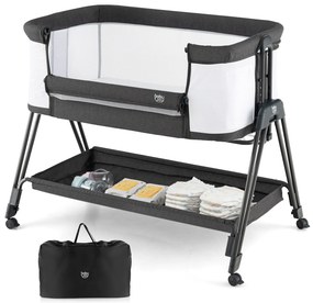 Cama de cabeceira portátil para bebê com 7 alturas ajustáveis - Cinza