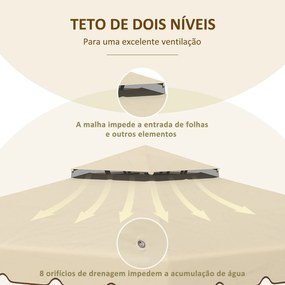 Outsunny Toldo de Substituição para Pérgola 2,96x2,96m Teto de Substituição para Pérgolas Exterior com Duplo Teto e 8 Orifícios de Drenagem Bege