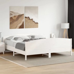 Cama sem colchão 200x200 cm madeira de pinho maciça branco