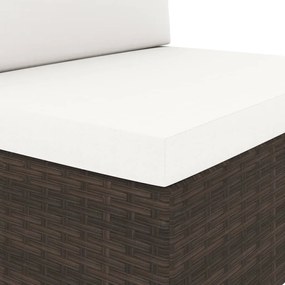 6 pcs conjunto lounge para jardim vime PE castanho