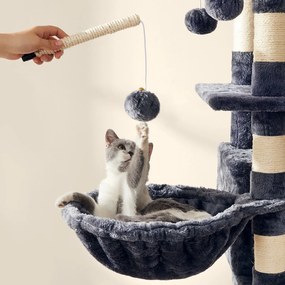 Arranhador para gatos XXL com caverna 50,1 x 50,1 x 164,1 cm cinza esfumaçado
