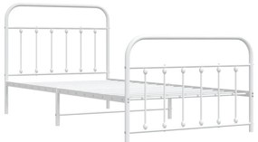 Estrutura de cama com cabeceira e pés 107x203 cm metal branco
