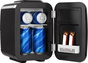 Mini-frigorífico portátil com função de refrigeração e aquecimento, 12 V/230 V, 4 L, 28 x 20,5 x 29,5 cm, preto