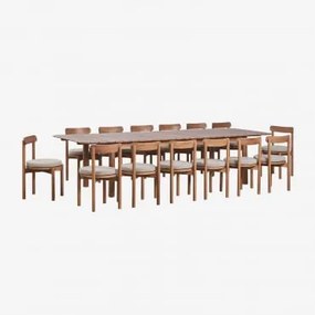 Conjunto De Mesa Retangular Extensível Duala 250-310x105 Cm E 14 Cadeiras De Jardim Em Madeira De Acácia Nualis Castanho Acácia - Sklum