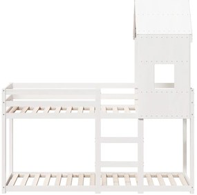 Beliche com telhado 80x200 cm madeira de pinho maciça branco