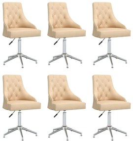 vidaXL Cadeiras de jantar giratórias 6 pcs tecido cor creme