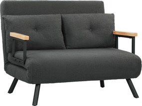 Sofá Cama Sofá Convertível em Cama de 2 Lugares Dobrável com Encosto Ajustável em 5 Níveis e 2 Almofadas 102x73x81 cm Cinza