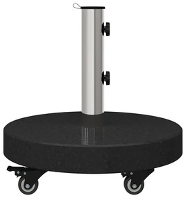 Base de Guarda-Sol com Rodas para Postes de Ø38/48mm - Granito Preto,
