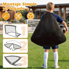 Conjunto de 2 Balizas de Futebol Infantis Pop-up, 114 x 96,5 x 99,5 cm, Postes de Fibra de Vidro