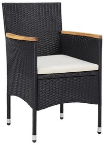 7 pcs conjunto de jantar para jardim vime PE preto