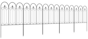 Outsunny Cercas de Jardim 305x79,5 cm Conjunto de 5 Cercas Decorativas para Jardim de Metal Barreira para Animais para Pátio Preto