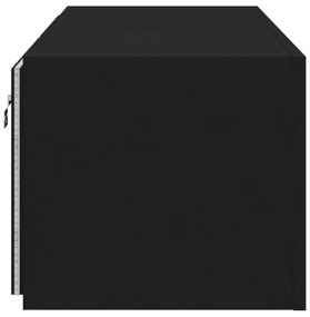 Móveis de parede p/ TV com luzes LED 2 pcs 60x35x31 cm preto