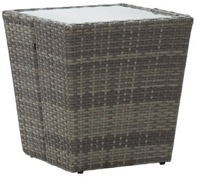 3 pcs conjunto de bistrô com almofadões vime PE/vidro cinza