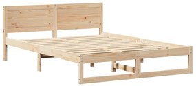 Estrutura de Cama Natural Madeira de Pinho Maciça 140 x 200 cm