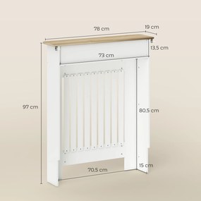 Cobertura para Radiador com Gaveta, 78 x 19 x 97 cm, Design Anti-Tombamento, Branco