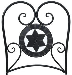 Cadeiras de bistrô dobráveis 2 pcs cerâmica preto e branco
