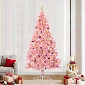 vidaXL Árvore de Natal Artificial Pré-iluminada Rosa 240 cm PVC