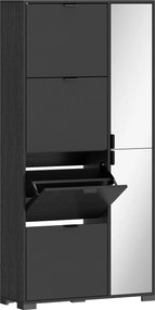 HOMCOM Sapateira com Espelho, 4 Gavetas Basculantes, Sapateira de Entrada, Preto | Aosom Portugal