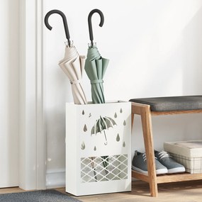 vidaXL Suporte de Guarda-Chuva Branco - 28x12x41 cm, Aço