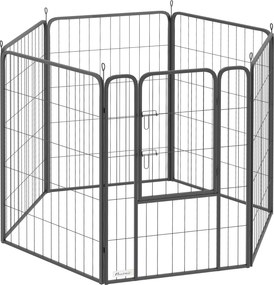 PawHut Cercado para cães com 6 painéis, resistente, com porta segura, para uso interno e externo, para jardim, camping, 100 cm de altura | Aosom Portugal