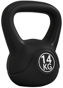 HOMCOM Peso Russo Kettlebell 14 kg Fitness Areia Punho Largo Antiderrapante Compacto 26x18x32 cm Preto | Aosom Portugal