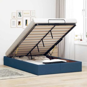 vidaXL Estrutura de cama otomana sem colchão 120x200 cm tecido azul