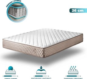 Colchão Flow 6790 Hybrid 150x190 com 7 zonas de firmeza diferentes com estrutura de molas box firme e leve