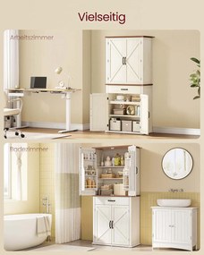 Armário alto de cozinha em estilo rústico 40 x 80 x 178,6 cm branco vintage + castanho