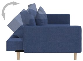 Sofá-cama 2 lugares com duas almofadas tecido azul