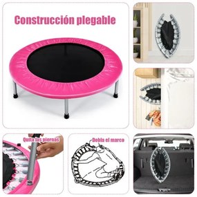 Trampolim dobrável portátil para crianças Fitness Actividades no interior e no exterior 97 x 97 x 19 cm Preto e rosa