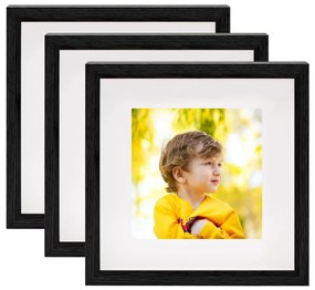 vidaXL Molduras 3D 3 pcs 23x23 cm para fotografia de 13x13 cm preto