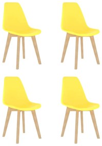 Cadeiras de jantar 4 pcs plástico amarelo