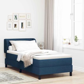 vidaXL Cama Box com colchão com cabeceira Azul 80 x 200 cm tecido
