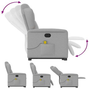 Poltrona elevatória de massagens tecido cinzento-nublado