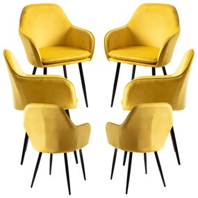 Pack 6 Cadeiras Chic Black - Amarelo