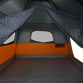 Tenda familiar para 10 pessoas impermeável cinzento e laranja