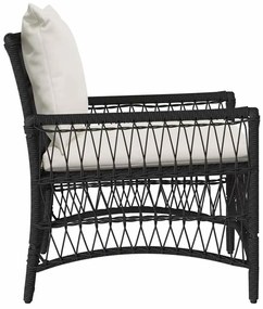 Cadeira de Jardim com Almofadas Preta 60x70x78 cm Vime