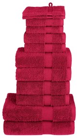 vidaXL 12pcs Conjunto toalhas banho premium SOLUND 600 gsm vermelho