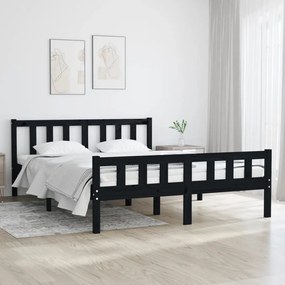 vidaXL Estrutura cama pequena casal 120x190 cm pinho maciço preto