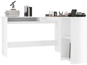 Secretária de canto forma L 120x140x75 cm contraplacado branco