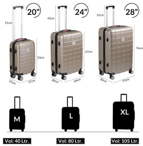 Conjunto 2 Malas viagem rígidas Exopack ABS champanhe