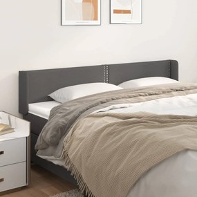 Cabeceira de cama c/ abas couro artificial 163x16x78/88cm cinza